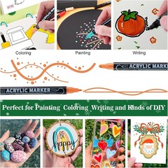 12 Colors Dual Tip Acrylic Paint Markers, Dot & Fine Tip Coloring Paint Pens…