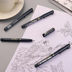 Micro Fineliner Drawing Pens Set Waterproof Black Ink Art Calligraphy 16 Pcs