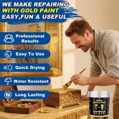 Metallic Gold Leaf Paint – 35 Fl Oz Non-Toxic Acrylic Coating for DIY Crafts, Wo