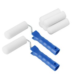 XDT Foam Paint Roller 10Pc Set 7Pc 4″ Replacement Roller 2Pc Handle 1Pc Tray