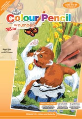 Royal & Langnickel(R) Mini Color Pencil By Number Kit 5″X7″-Kitten & Butterfly