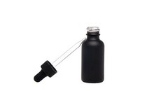 Black Coated Boston Round Glass bottles Black Dropper Cap 1 oz / 30 ml 12 Pack