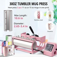 Heat Press Machine 12 X15 5 in 1 Tumbler T Shirt Pink Hitgrand 12×15 inch Combo