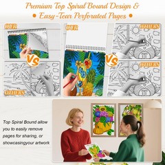 3-in-1 Color by Numbers Adult Coloring Books with 36 Colors Markers – Spiral …