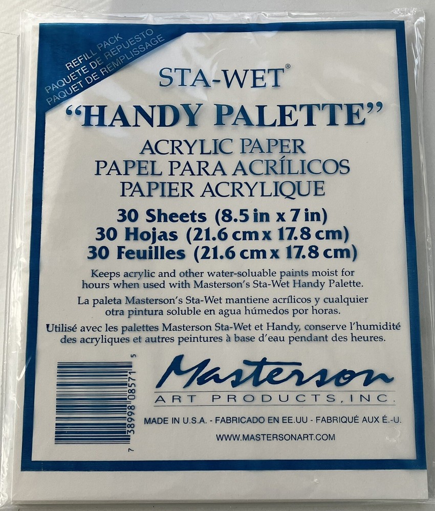Masterson Sta-Wet Handy Palette Acrylic Paper 30 Sheets 8.5 x 7 Refill Pack New