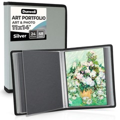 Dunwell 11×14 Art Portfolio Binder with Mounting Paper Silver, Large Portfoli…