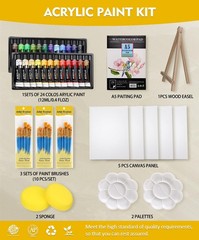 Acrylic Painting Kit Paint Supplies Set With 24 Colors 30 Brushes 5 Canvases 1 P