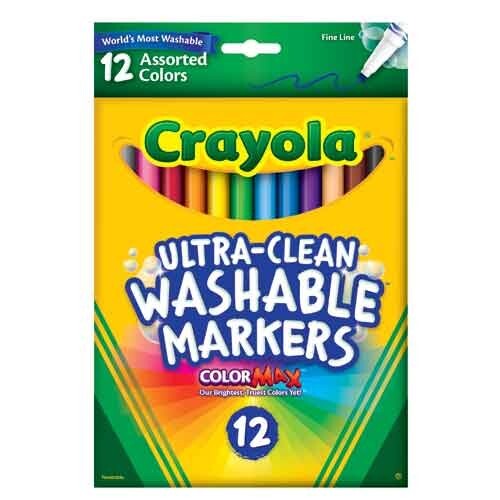 Crayola 12 Count Washable Markers Fine French School Kids School Office Home