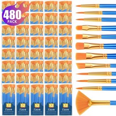 40 Pack Paint Brushes Set – Nylon Hair Round & Pointed Tips for Acrylic, Waterco
