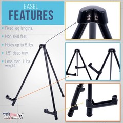 U.S. Art Supply 13.5″ Black Metal Tabletop Easel Stand Tabletop,