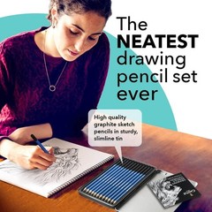 Graphite Pencils Kit 12pc Drawing Sketching Art Set 5H-8B Metal Case Tutorial