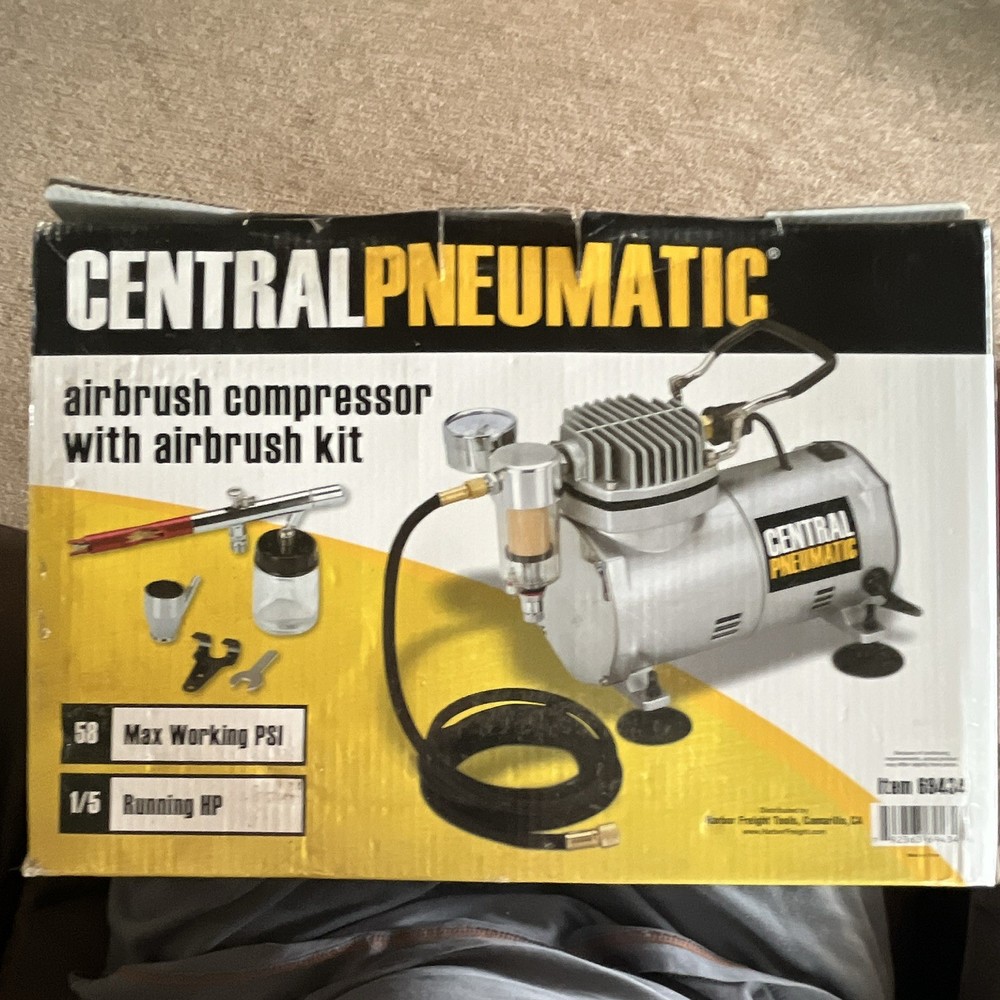 Central Pneumatic Airbrush Compressor & Kit 58 PSI 1/5 HP Model 69434