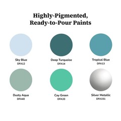 Fluid Art Ready-to-Pour Paint Set – Silver Seas Colors, Set of 6 (4 fl oz Bot…