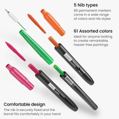 Permanent Markers Set Of 80 61 Assorted Colors Paint Pens