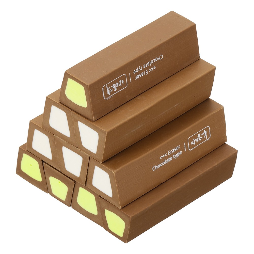 Pencil Erasers Rubber, 10 Pcs Art Eraser Scented, Dark Brown/Green/White