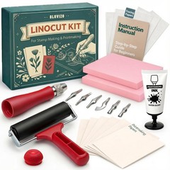 Linocut Printmaking Kit – Block Printing Tools, Ink, Brayer, Guide for Beginners