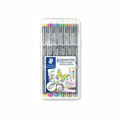 [STAEDTLER] Pigment Liner 308 Pastel Pen Set 0.3mm 6 Colors Waterproof Fineliner
