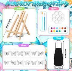 10 Set Kit for Adult/Teen Sip & Paint Party with Easels, 90 pcs total, Butterfly