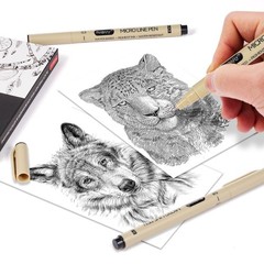 PANDAFLY Black MicroPen Fineliner Ink Pens, 9 Size Ultra Fine Point Pen, Wate…