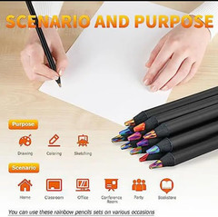 SEQ Rainbow Pencils for Kids 8 Pack Multicolor Magic Color Changing Pencils Blac