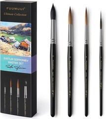 Fuumuui Artist Brush Set Kolinsky Watercolor 4pcs