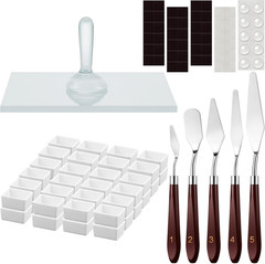 109-Piece Watercolor Paint Set with Muller, Slab, Knives, and Half Pans