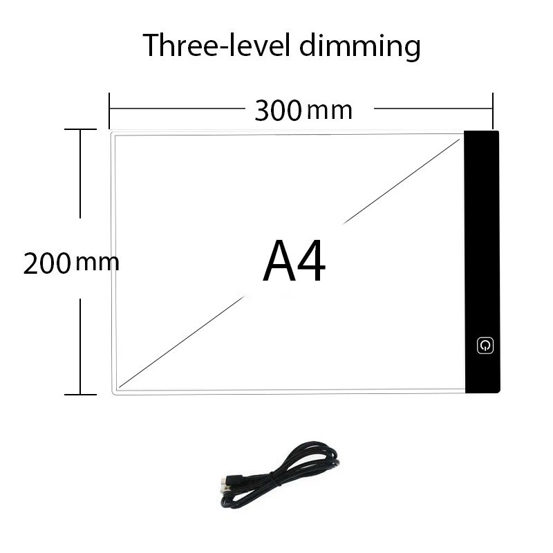 A4 LED Drawing Pad 3 Level Dimmable Light Board Kids Art Tablet