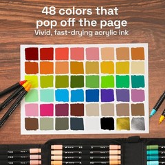 Acrylic Paint Pens With Storage Bag for Calligraphy – Markers With Brush and Fin