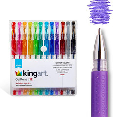 Glitter Rollerball Gel Pens, 12 Sparkling Colors with Soft-Grip Comfort, XL Ink