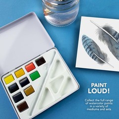 Daler-Rowney Mini Half Pan Travel Tin, 12 Piece Set, Colors May Vary