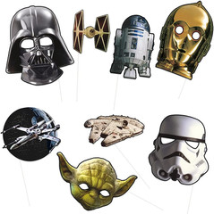 Star Wars Photo Booth Props (Pack of 8) – Multicolor Cardboard – Ultimate Party