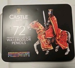 Castle Art Supplies 72 Tin Multicolor Wet & Dry Watercolor Pencils