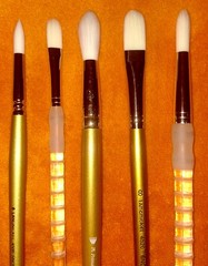 Lot of 5 NEW Artist Brushes acrylic watercolor round filbert long soft grip LOOK