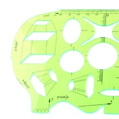 Math Drawing Learning Plastic Template Ruler Protractor Clear Green