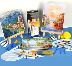 30 Pcs Art Painting Supplies Painting Kits- Acrylic Paint Canvas Easel Set