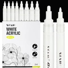Acrylic Paint Pens – 8 Pack 2-3MM Medium Tip & 0.7MM Extra Fine Paint White