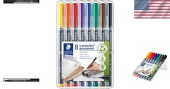 Lumocolor Universal Fine Tip Permanent Markers: 8 Assorted Colors Box Set