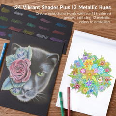 136 Color Pencils for Adult Coloring Book, Soft Core Colored
