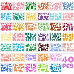 40 PCS Stencils for Kids, Stencils for Painting Crafts Reusable Washable Jour…