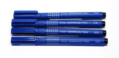 Quantity 4 Pilot DR Drawing Pen Black Pigment Ink tip sizes 0.5mm writing width