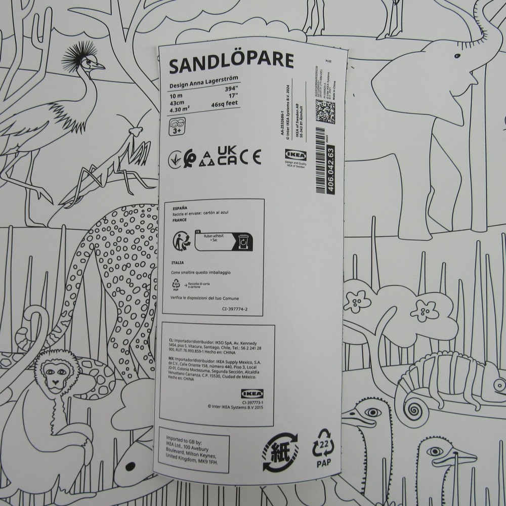 Coloring Paper Roll Animals Vegetation Savannah 394″ IKEA SANDLOPARE 406.042.63