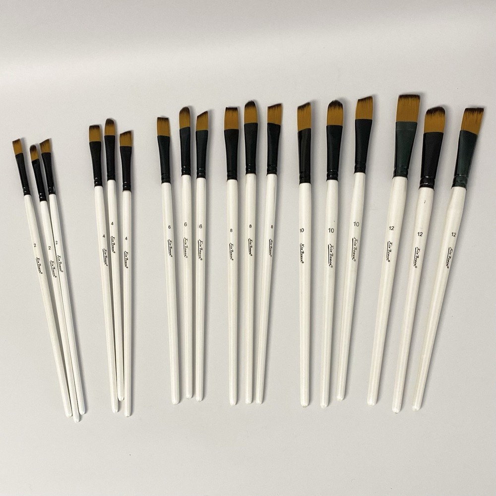 Xin Bowen 18 Piece Artist Paint Brushes Round, Flat , Angled , # 2,4,6,8,10,12