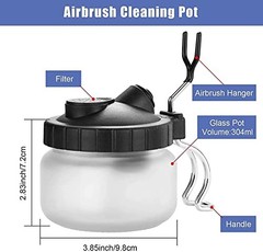 JOYABEST Airbrush Cleaning Pot Holder Glass Jar Waste Station with 3 Filters
