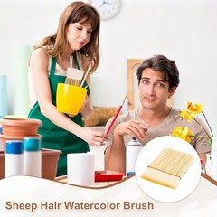 2Pcs Hake Brush, 14 Row Bamboo Blender Sheep Hair Watercolor Brush, Yellow White