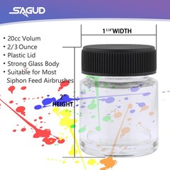 10 PCS Airbrush Storage Bottles Plastic Lids 5 ORings Jars 22CC Fits 3/4 Oz