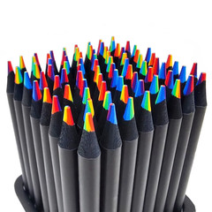 10 Pcs Colored Black Wood Pencils, 7 in 1 Rainbow Drawing Pencil. for Sketching,
