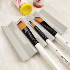 2 PCS Silicone Paint Brush Holders Small Multiple Slots Rest Watercolor Grey