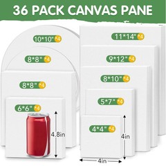 ESRICH Canvases for Painting, 36 Pack Canvas Boards 4×4, 4×4 inches, 36PACK