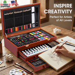 TMOL Art Supplies, 175-Pack Deluxe Art Set Drawing Painting Kit with 2 Drawing P
