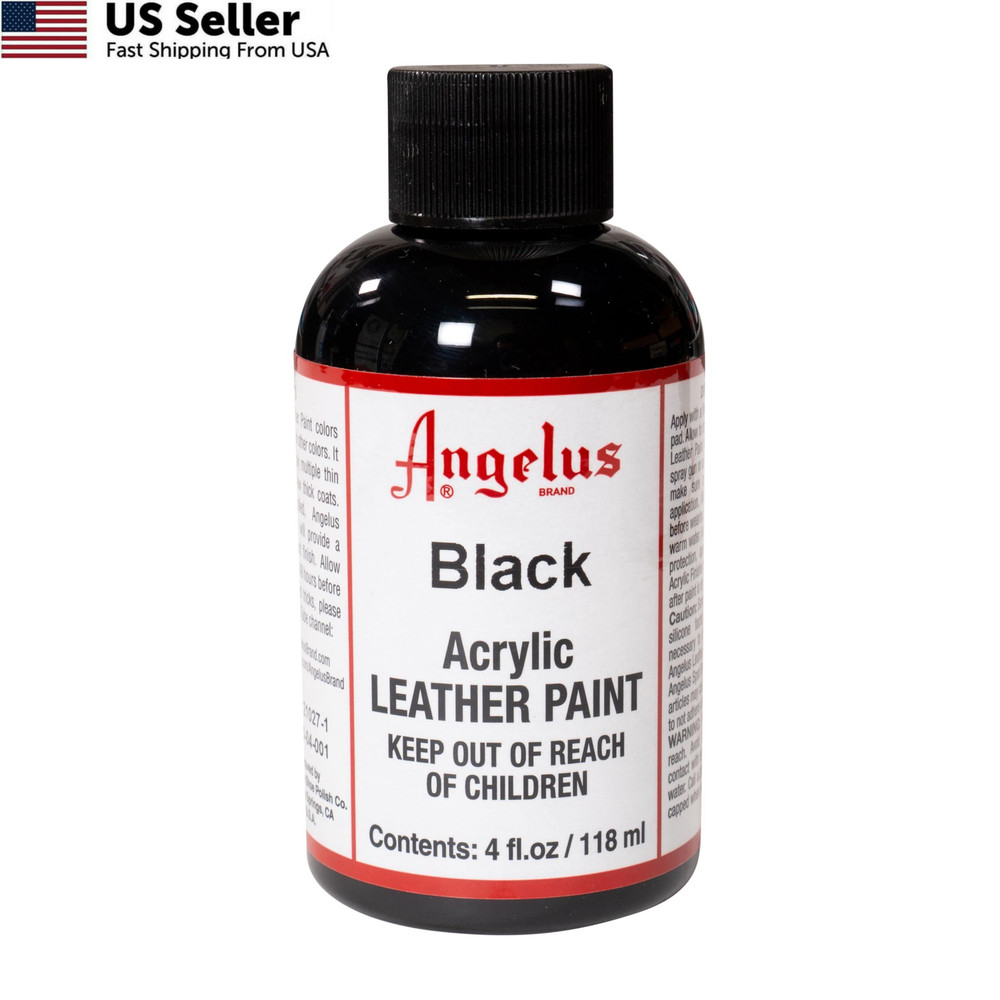 Angelus Acrylic Leather Paint for Shoes, Sneakers, 4 Fl Oz (Pack of 1), Black
